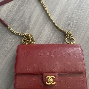 Chanel Red Leather Shoulder Bag